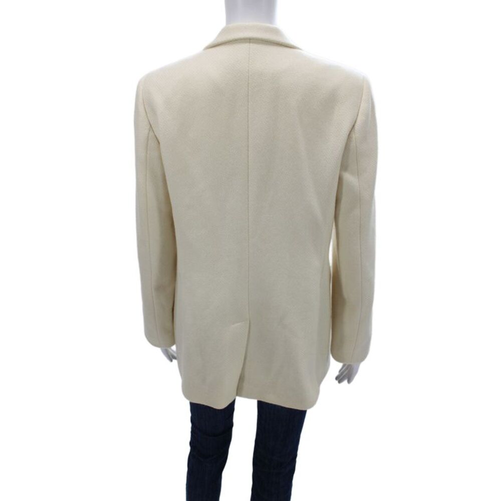 Loro Piana Women Beige Cashmere Silk Collared Zip Blazer Long Sleeve Size 44 - Picture 4 of 7